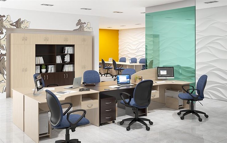 Офисный комплект мебели SIMPLE с эргономичными столами и шкафом в Элисте - изображение 5
